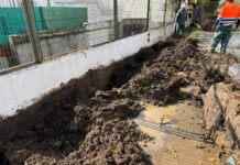 El Ayuntamiento repara de urgencia el muro del colegio Luis Lamadrid tras el temporal